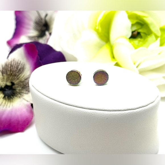 Oil Slick Stud Earrings Multi Color NEW! - Picture 5 of 7